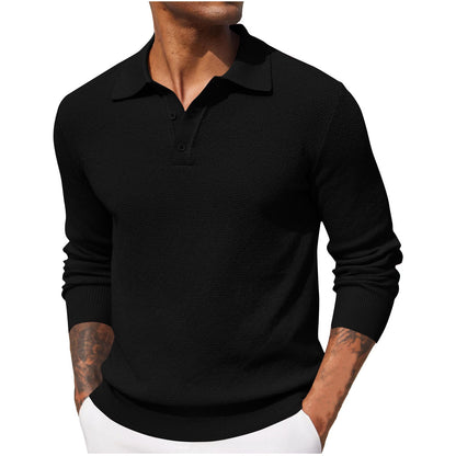 Polo Shirt Mænd med Lange Ærmer – Slank og Afslappet Stil 1