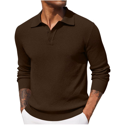 Polo Shirt Mænd med Lange Ærmer – Slank og Afslappet Stil 5