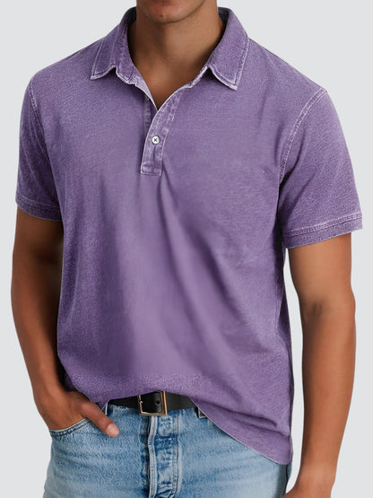Polo Shirt Til Mænd Kortærmet Vintage Vasket Blød Stoff 8