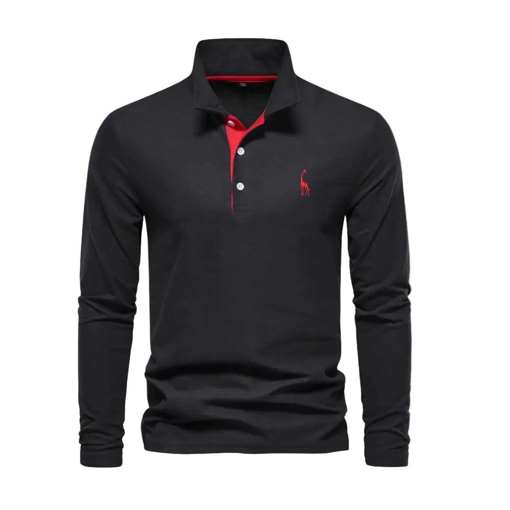 Polo Shirt Til Mænd Langærmet Med Åben Krave & Grafiske Detaljer 0
