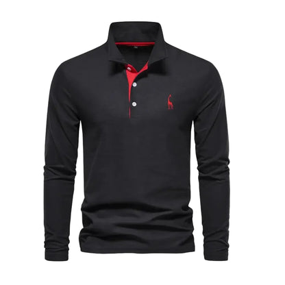 Polo Shirt Til Mænd Langærmet Med Åben Krave & Grafiske Detaljer 0