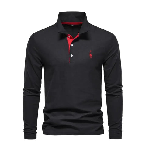 Polo Shirt Til Mænd Langærmet Med Åben Krave & Grafiske Detaljer 0