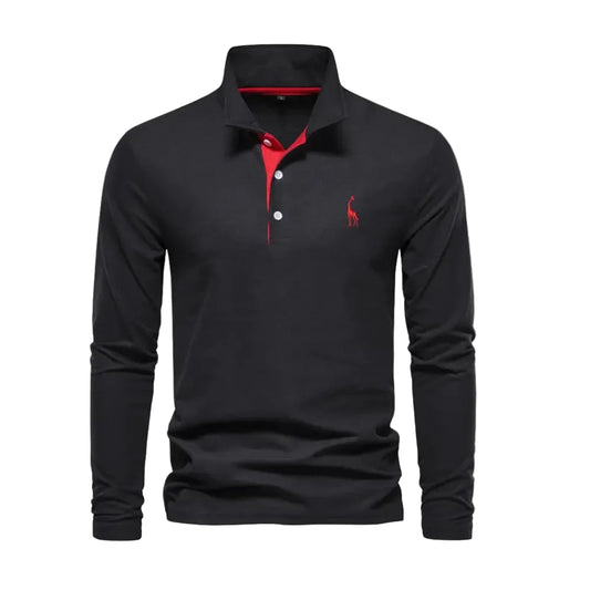 Polo Shirt Til Mænd Langærmet Med Åben Krave & Grafiske Detaljer 0