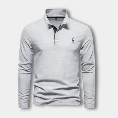 Polo Shirt Til Mænd Langærmet Med Åben Krave & Grafiske Detaljer 1
