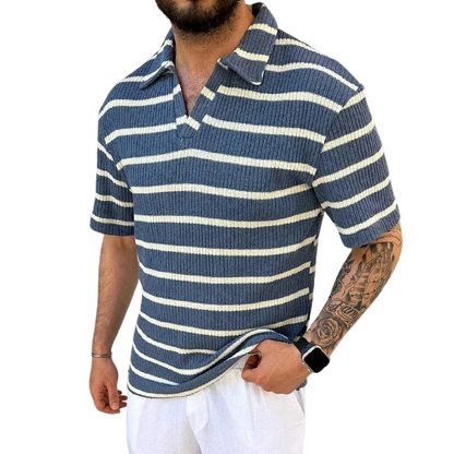 Poloshirt Til Mænd Med Afslappet Krave Og Luftige Striber 0