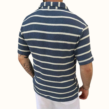 Poloshirt Til Mænd Med Afslappet Krave Og Luftige Striber 2