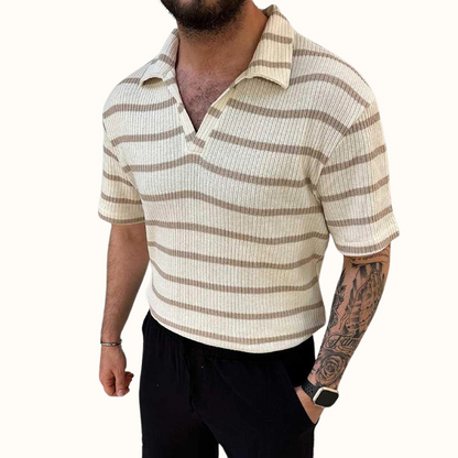 Poloshirt Til Mænd Med Afslappet Krave Og Luftige Striber 3