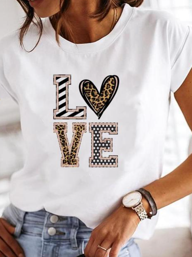 Kvinders T-shirt Slim Fit Print 100% Bomuld-3