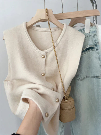 Variant image for Dame Cardigan Klassisk Stil Med Knapper Blød Bomuldsblanding-6