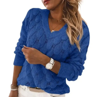 Damer V-Hals Sweater Moderne Akryl Uldblanding 1