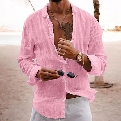Herre Skjorte Kortærmet Linned-Cotton Casual 3