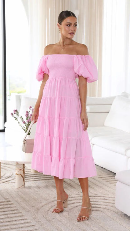 Kvinders Midi Kjole Off-Shoulder Blødt Stof Elegant Design-2