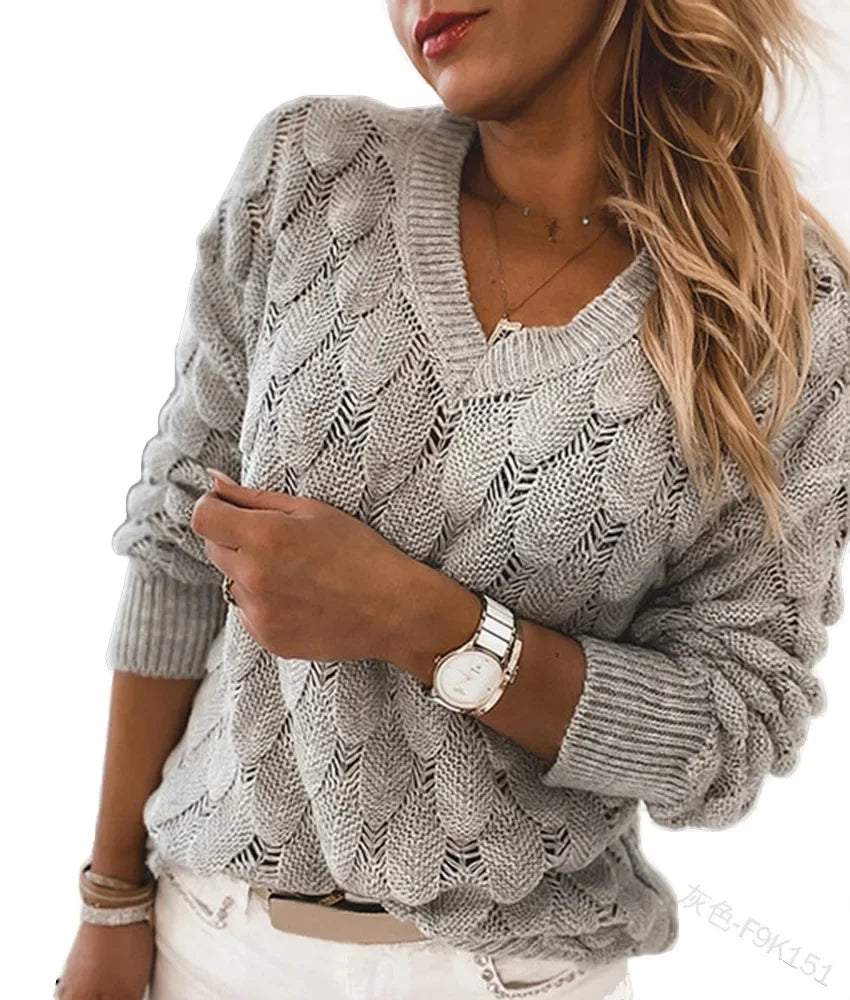 Variant image for Damer V-Hals Sweater Moderne Akryl Uldblanding-16