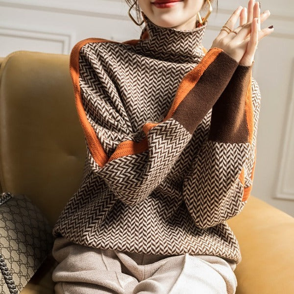 Kvinders Strikket Sweater Stribet Akryl