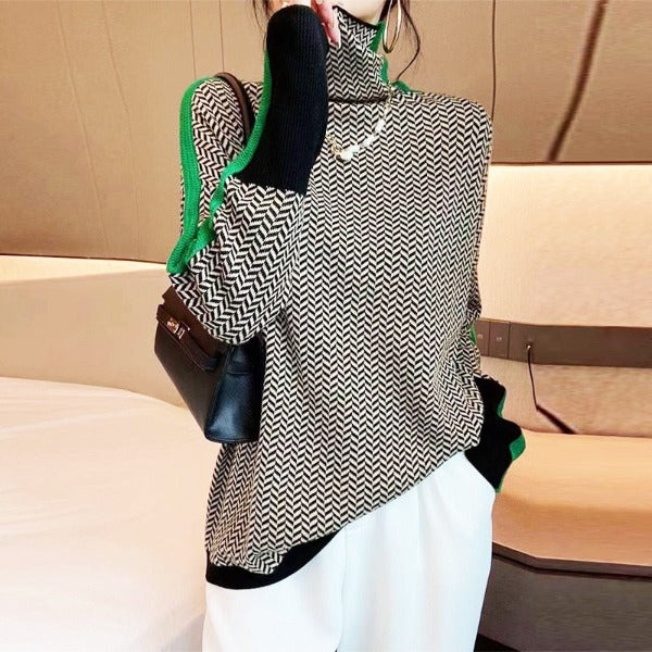 Kvinders Strikket Sweater Stribet Akryl