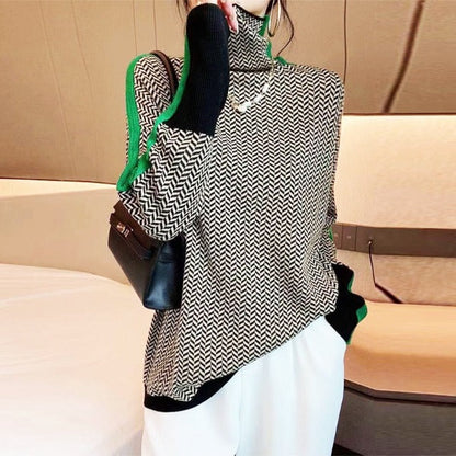 Kvinders Strikket Sweater Stribet Akryl