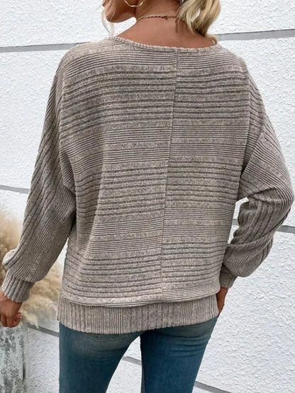 Kvinders Stribet Sweater Løs Pasform Blød Bomuldsblanding