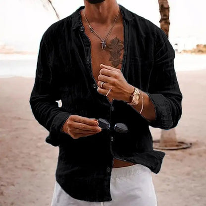 Herre Skjorte Kortærmet Linned-Cotton Casual 5