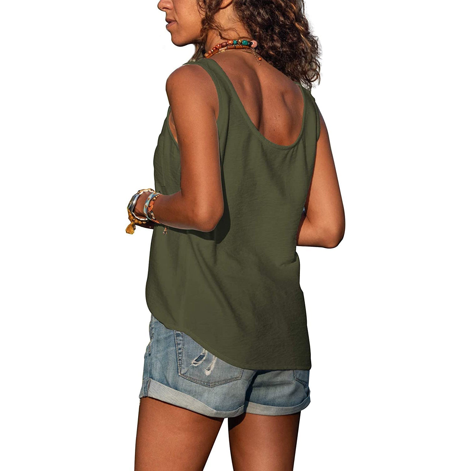 Kvinders Tanktop Ibiza-Stil Åndbar Bomuld-6