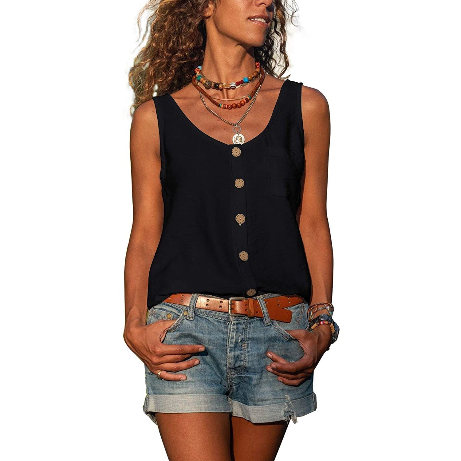 Variant image for Kvinders Tanktop Ibiza-Stil Åndbar Bomuld-25