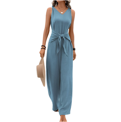 Dame Jumpsuit Vloeiende Stil Mouwløs Blødt Materiale-1