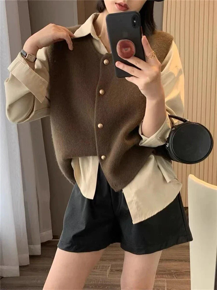 Kvinders Cardigan Klassisk Stil Med Knapper Blød Bomuldsblanding