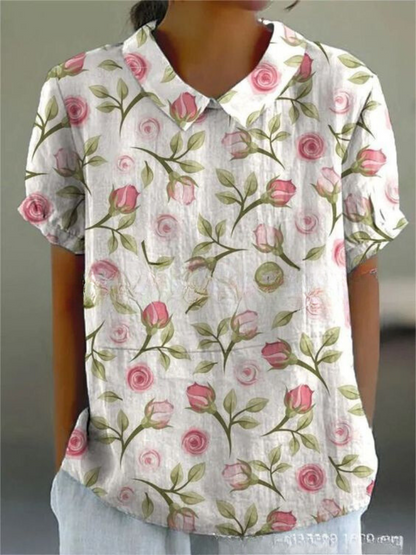 Skjortebluse Dame Blomstret Afslappet Stil 4