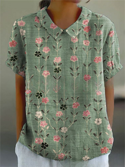 Skjortebluse Dame Blomstret Afslappet Stil 6