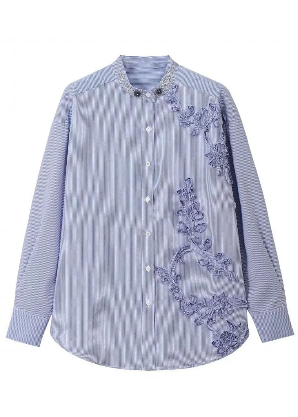 Skjortebluse Dame Boheme Stil med Perle- og Stribedetaljer 4