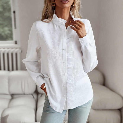 Skjortebluse Dame Knapper Stilfuld Pasform 3