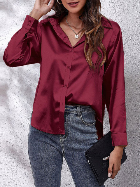 Skjortebluse Dame Langærmet Chic Design 10