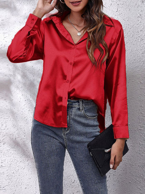 Skjortebluse Dame Langærmet Chic Design 11