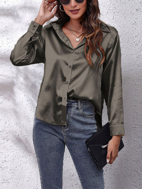 Skjortebluse Dame Langærmet Chic Design 14