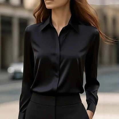 Skjortebluse Dame Langærmet Med Knapper Casual 0