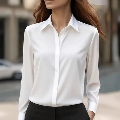 Skjortebluse Dame Langærmet Med Knapper Casual 1