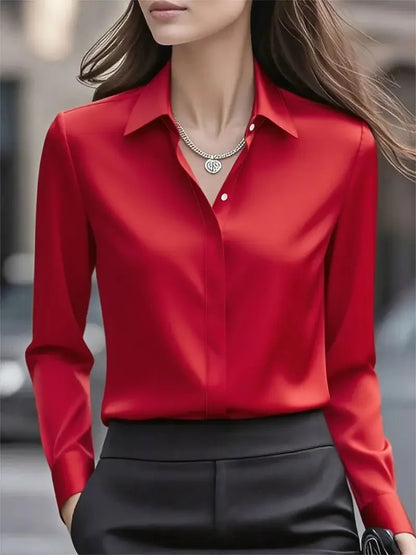 Skjortebluse Dame Langærmet Med Knapper Casual 2