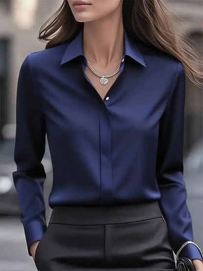 Skjortebluse Dame Langærmet Med Knapper Casual 3