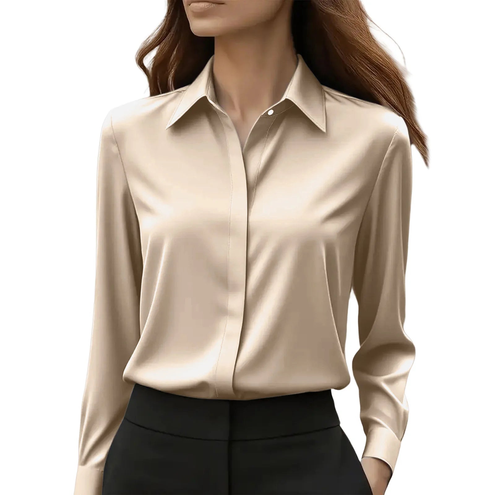Skjortebluse Dame Langærmet Med Knapper Casual 5