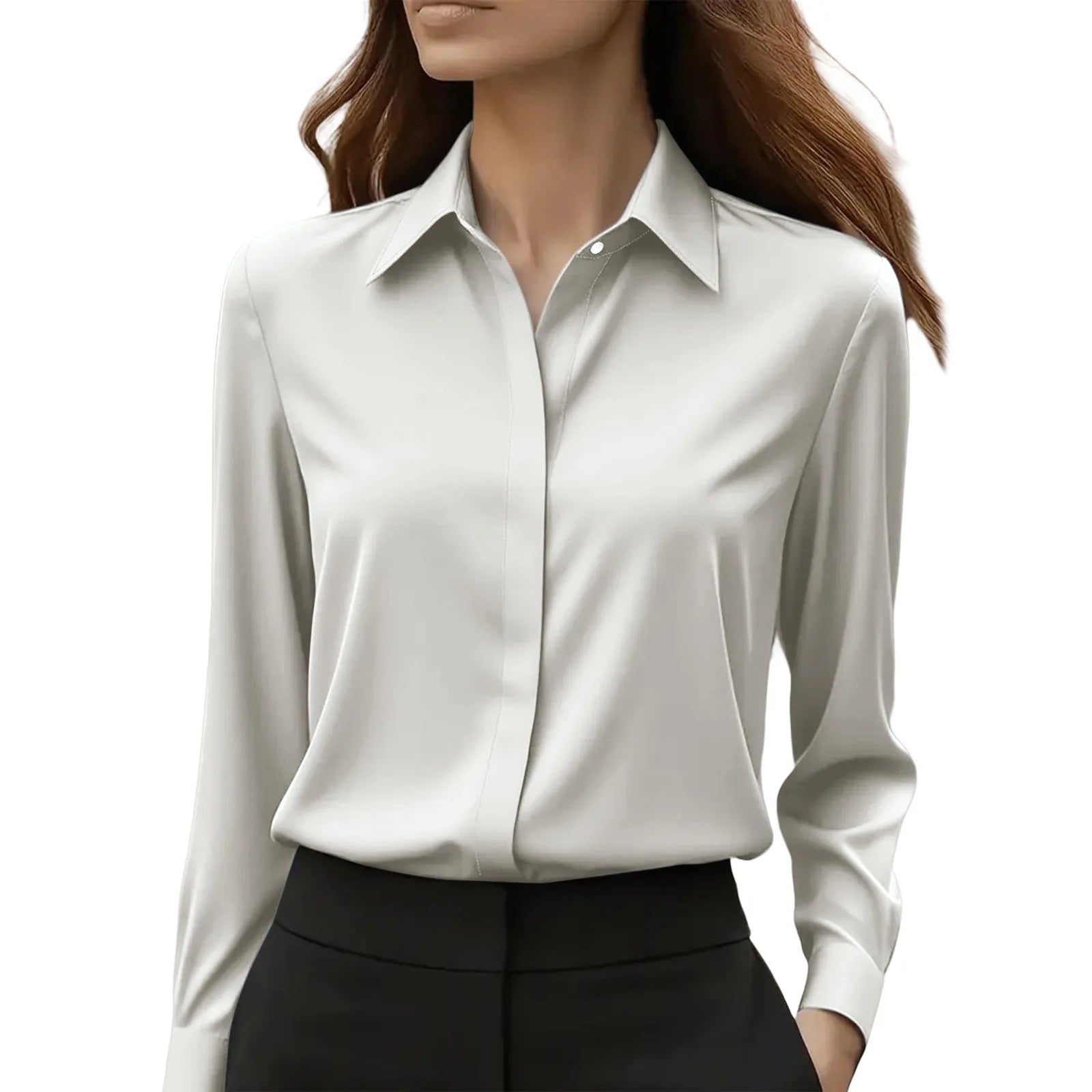 Skjortebluse Dame Langærmet Med Knapper Casual 6