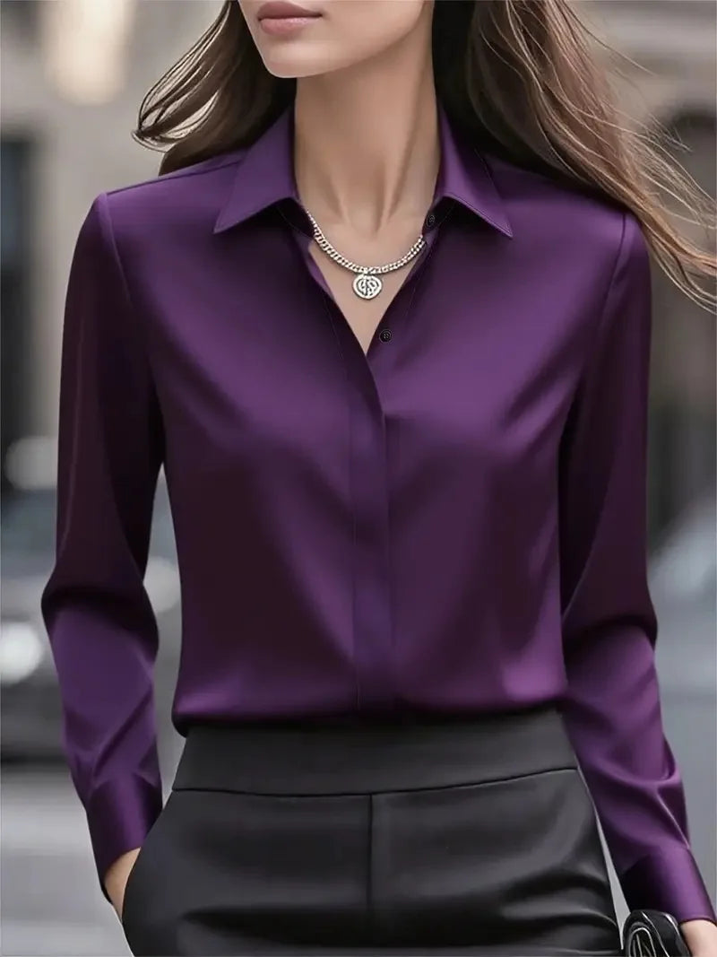 Skjortebluse Dame Langærmet Med Knapper Casual 8