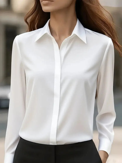 Skjortebluse Dame Langærmet Med Knapper Casual 9