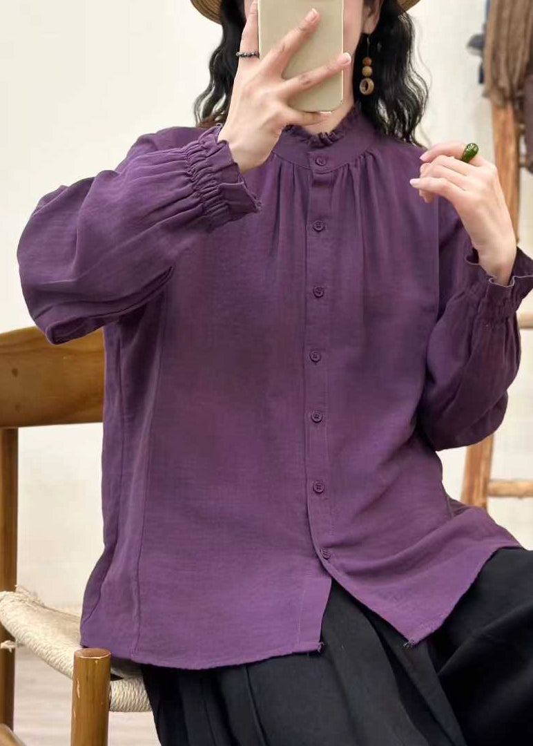 Skjortebluse Dame Løs Med Flæser 1