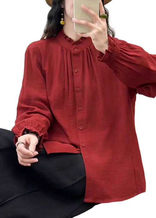Skjortebluse Dame Løs med Flæser 0