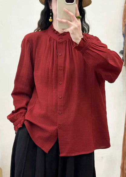 Skjortebluse Dame Løs med Flæser 2