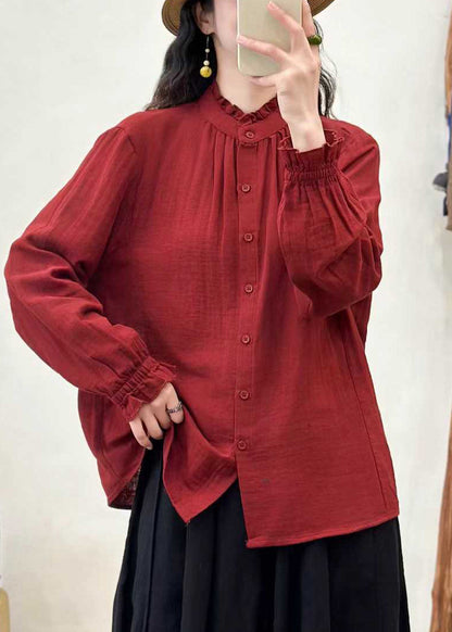 Skjortebluse Dame Løs med Flæser 3