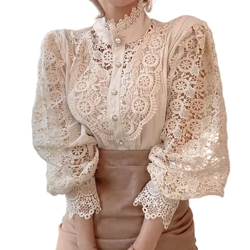 Skjortebluse Dame med Krave og Lange Ærmer, Stilfuld og Komfortabel Design 0