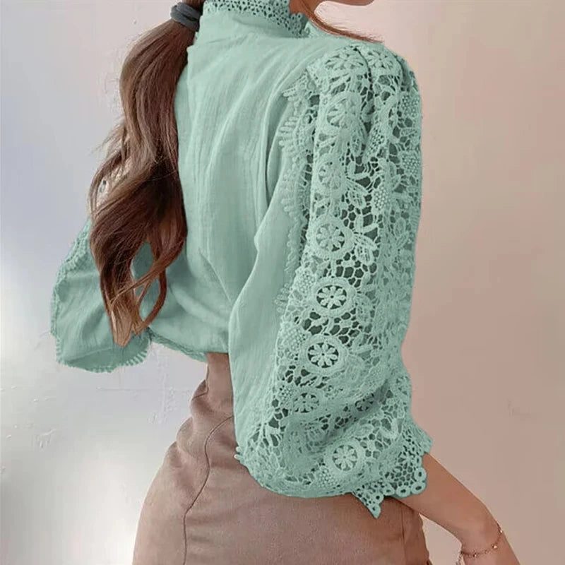 Skjortebluse Dame med Krave og Lange Ærmer, Stilfuld og Komfortabel Design 10