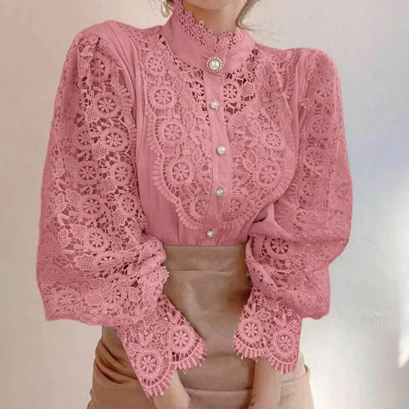 Skjortebluse Dame med Krave og Lange Ærmer, Stilfuld og Komfortabel Design 6