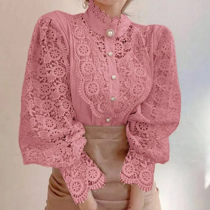 Skjortebluse Dame med Krave og Lange Ærmer, Stilfuld og Komfortabel Design 6
