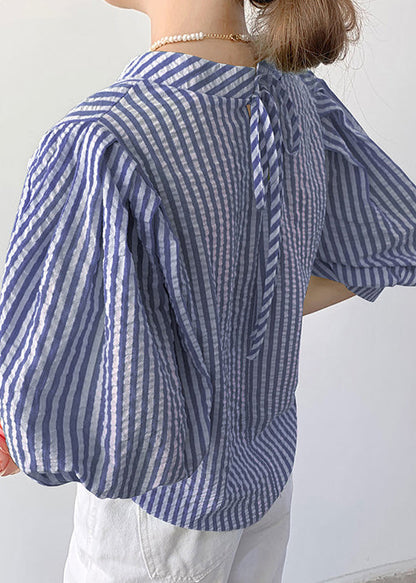 Skjortebluse Dame med Striber og Puffærmer - Afslappet Stil 3